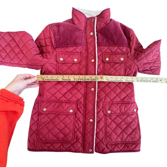 Lauren Ralph Lauren Red Barn Coat Sherpa collar Winter Quilted Puffer Medium zip - Picture 5 of 10